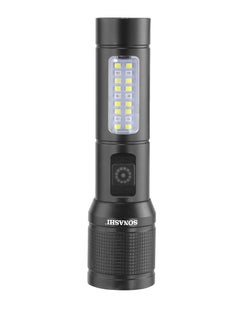 SONASHI Rechargeable LED Torch with Zoom Function | 3000mAh Battery with Type-C Charging | 600 Meters Long Coverage | Hyper Bright 10-Watt Laser LED with 2 Hours Continuous Working | LED Flashlight for Camping & Hiking | SLT-683Z Black  - Image 1
