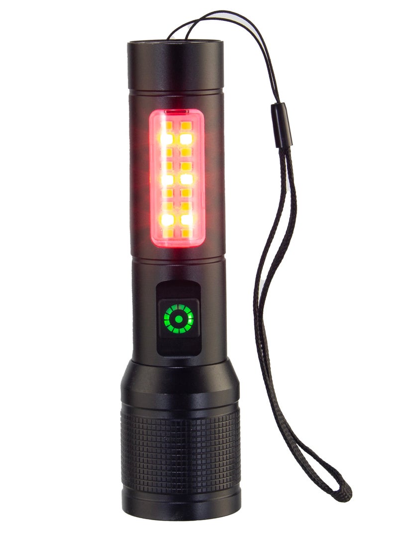 Rechargeable LED Torch with Zoom Function | 3000mAh Battery with Type-C Charging | 600 Meters Long Coverage | Hyper Bright 10-Watt Laser LED with 2 Hours Continuous Working | LED Flashlight for Camping & Hiking | SLT-683Z Black
