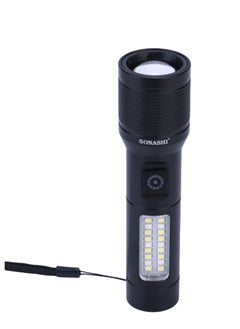 SONASHI Rechargeable LED Torch with Zoom Function | 3000mAh Battery with Type-C Charging | 600 Meters Long Coverage | Hyper Bright 10-Watt Laser LED with 2 Hours Continuous Working | LED Flashlight for Camping & Hiking | SLT-683Z Black  - Image 3