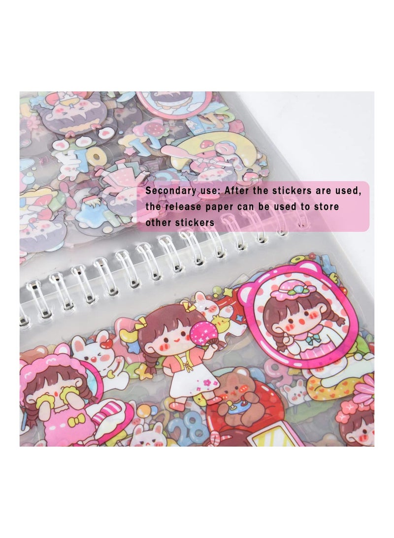 Excefore Cute Cartoon Girls Decorative Stickers Set, 420 PCS/30 Sheets Kawaii Rabbit PET Transparent Scrapbooking Sticker Release Paper Book for Bullet Junk Journal Album Planners Handbook Calendar Diary - Image 4