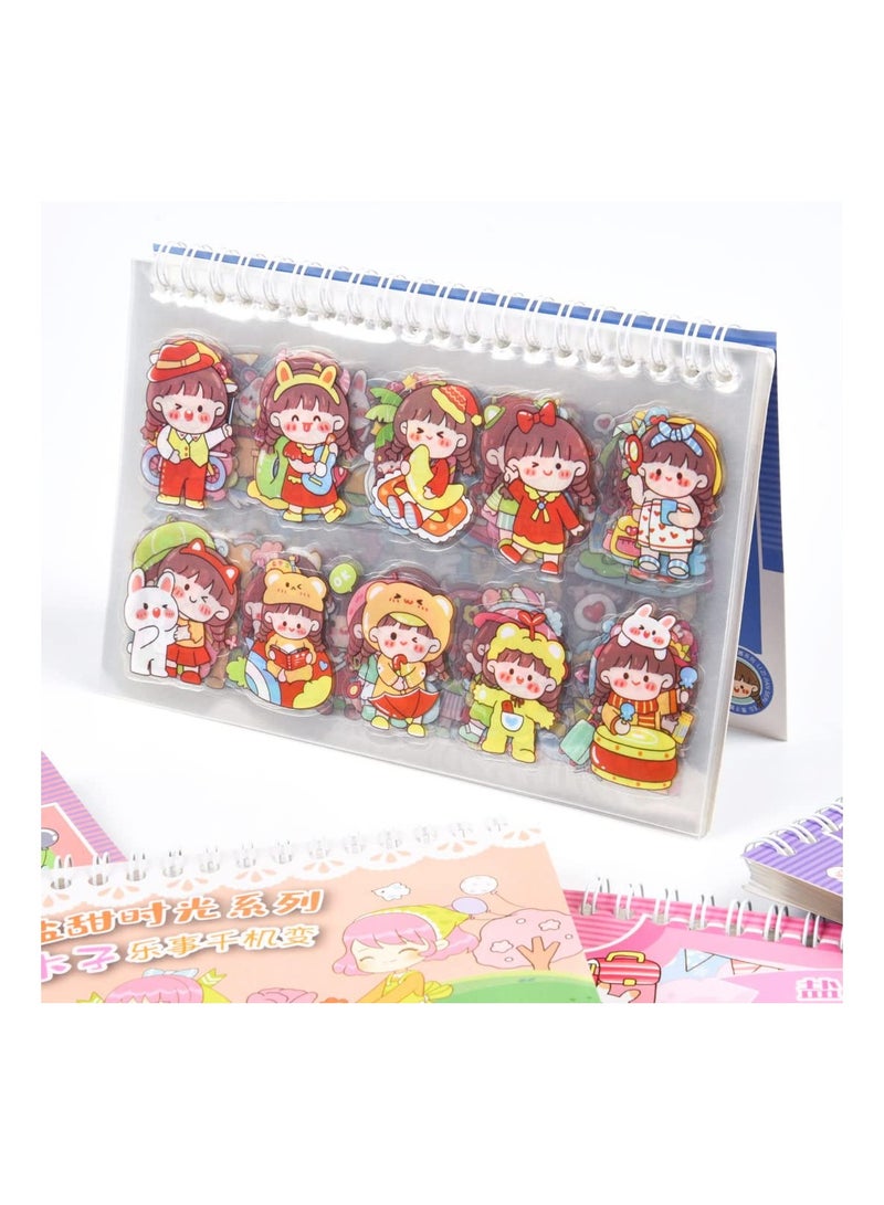 Excefore Cute Cartoon Girls Decorative Stickers Set, 420 PCS/30 Sheets Kawaii Rabbit PET Transparent Scrapbooking Sticker Release Paper Book for Bullet Junk Journal Album Planners Handbook Calendar Diary - Image 1