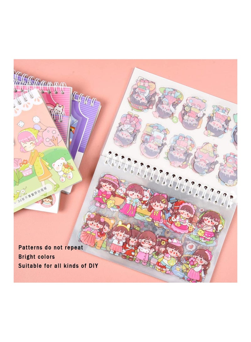 Excefore Cute Cartoon Girls Decorative Stickers Set, 420 PCS/30 Sheets Kawaii Rabbit PET Transparent Scrapbooking Sticker Release Paper Book for Bullet Junk Journal Album Planners Handbook Calendar Diary - Image 5