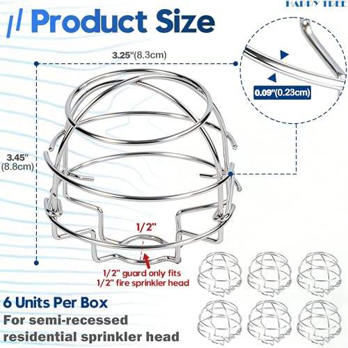 Happy Tree (6 Pack) Fire Sprinkler Head Guard Cage for 1/2" Recessed/Horizontal Sidewall Drywall-Mounted Sprinkler Heads Chrome PlatedProtector Fire Sprinkler Head Cover - Image 2