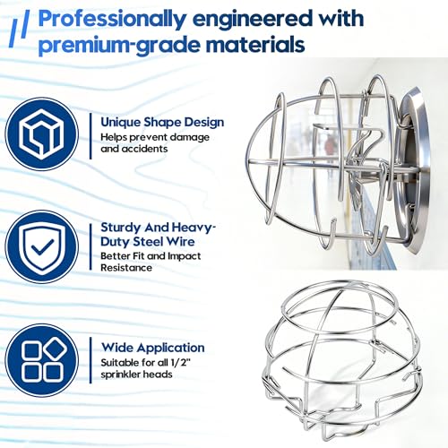 Happy Tree (6 Pack) Fire Sprinkler Head Guard Cage for 1/2" Recessed/Horizontal Sidewall Drywall-Mounted Sprinkler Heads Chrome PlatedProtector Fire Sprinkler Head Cover - Image 3