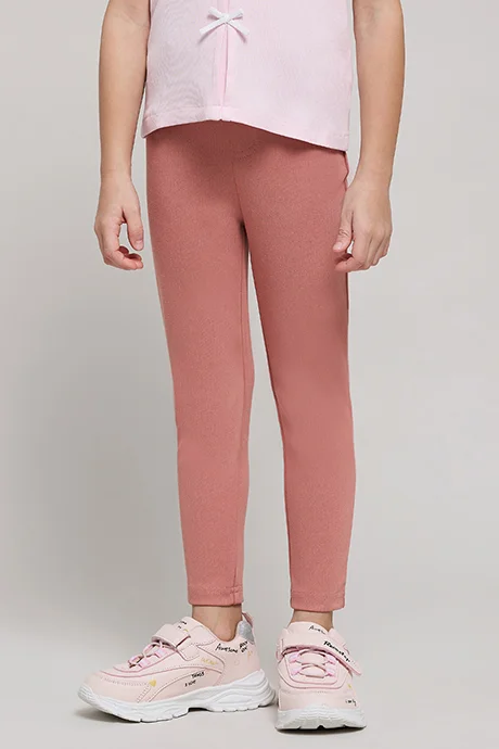 R&B Solid Knit Pants with Elastic Waist