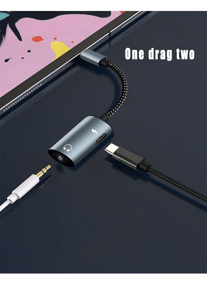 Type-C Headphone Adapter 3.5mm Headphone Hole Charging Phone Audio Adapter Cable Charging Music Listening Audio 2-in-1 Headphone Adapter Knife Type Audio Adapter Cable  - Image 4