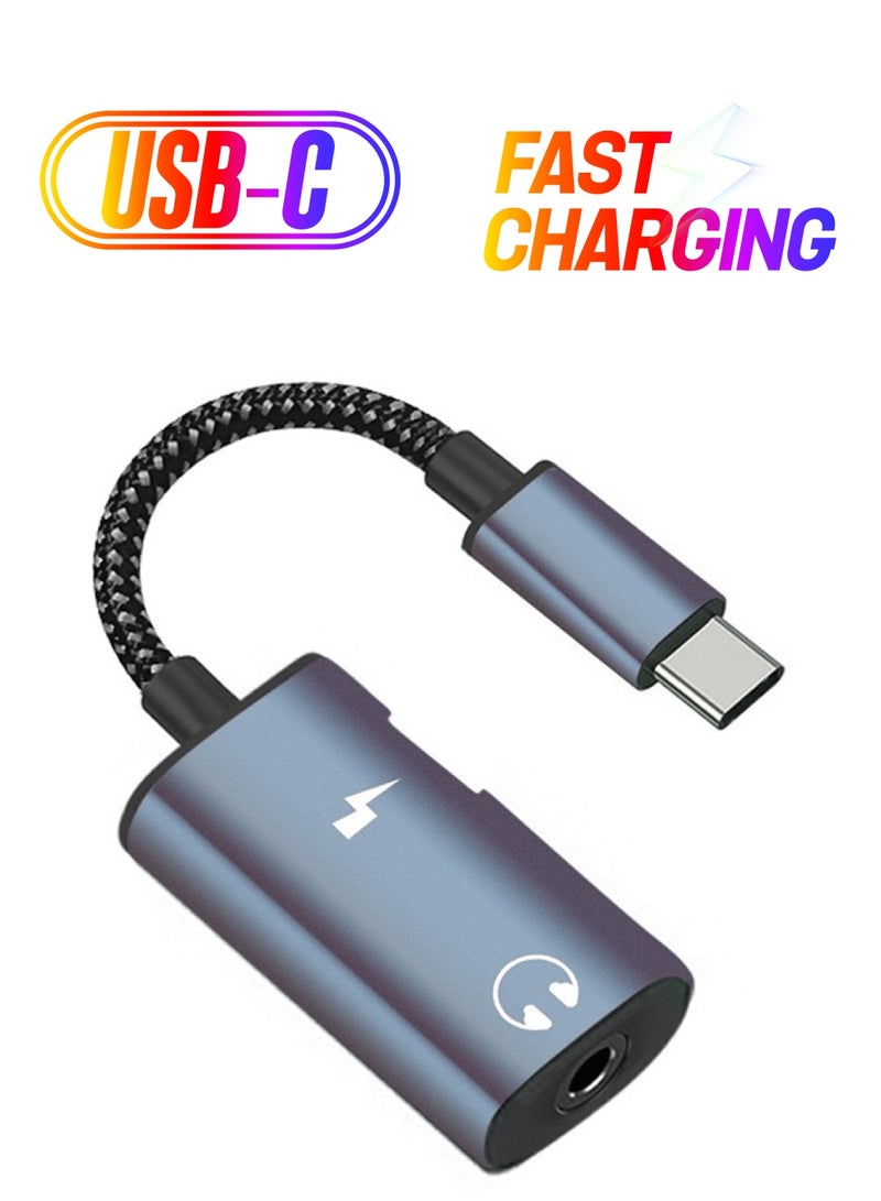 Type-C Headphone Adapter 3.5mm Headphone Hole Charging Phone Audio Adapter Cable Charging Music Listening Audio 2-in-1 Headphone Adapter Knife Type Audio Adapter Cable  - Image 1