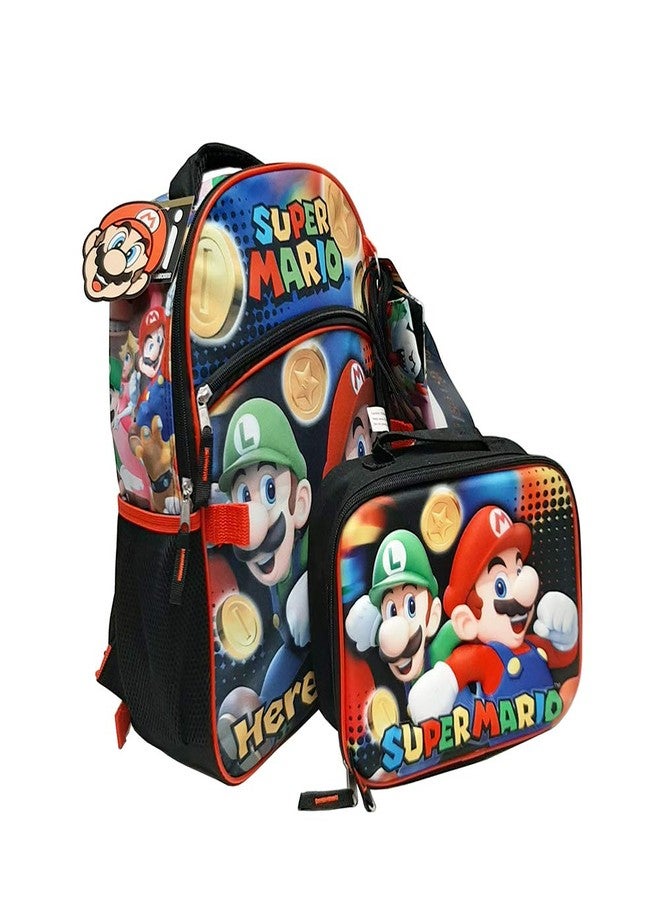 سوبر ماريو طقم حقيبة ظهر سوبر ماريو مكون من 5 قطع مع صندوق غداء، وحافظة أدوات، وحقيبة برباط، وحقيبة وجبات خفيفة - Image 3