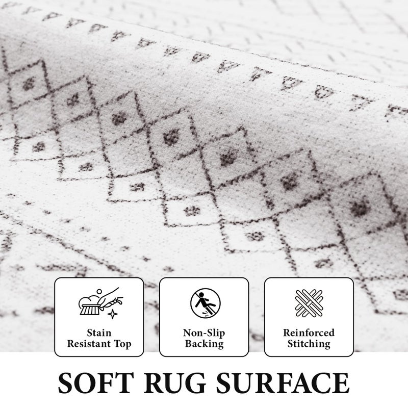 Aoyaomi Runner Rug 2x7 Boho Geometric Area Rug: Washable Kitchen Rug Entryway Rug  Soft Non Slip Moroccan Long Hallway Rug for Bedroom Bathroom Laundry Entryway Staircase Foyer(Dark Grey 2X7) - Image 2