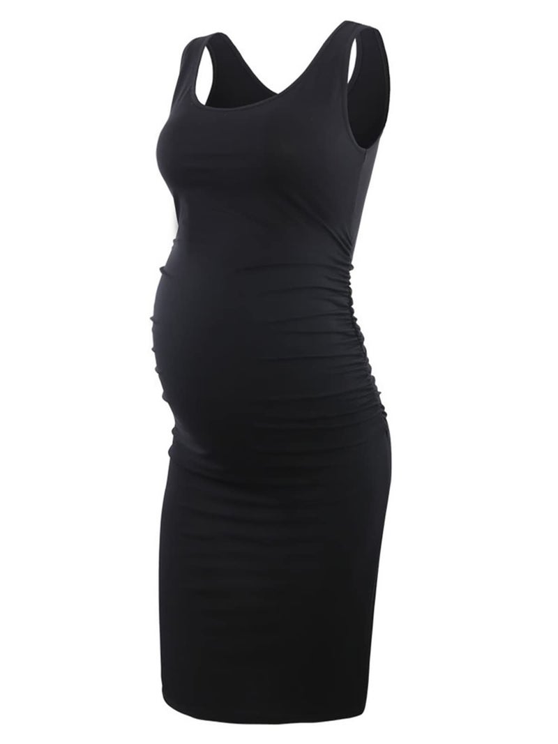 Liu & Qu Women's Maternity Sleeveless Tank Dresses Side Ruching Bodycon Dress for Daily Wearing or Baby Shower - Image 1