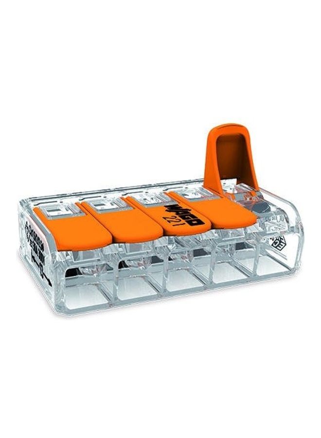 WAGO Compact Splicing Connector, for All Conductor Types, max.6 mm², 5-Conductor,with levers, Transparent housing, Surrounding air Temperature, max 85°C (T85), 6,00 mm², Transparent, 221-615 (15 pcs) - Image 2