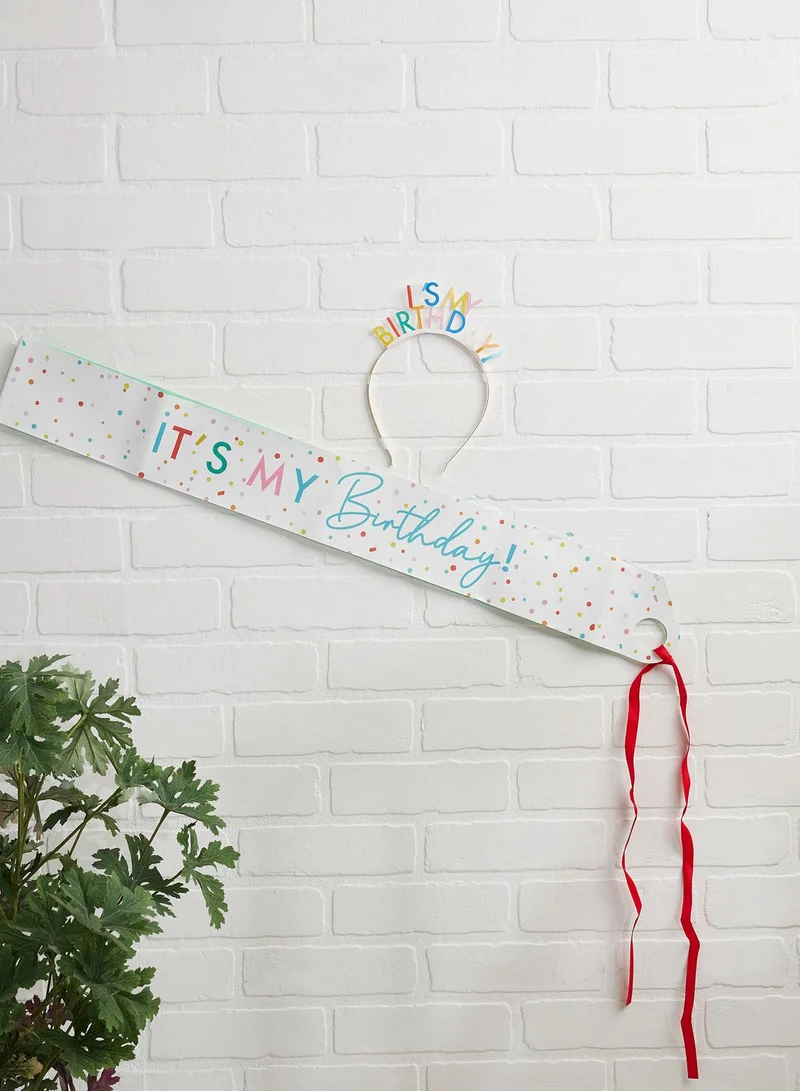 Ginger Ray Sash & Headband Set - It'S My Birthday Paper Sash & Headband