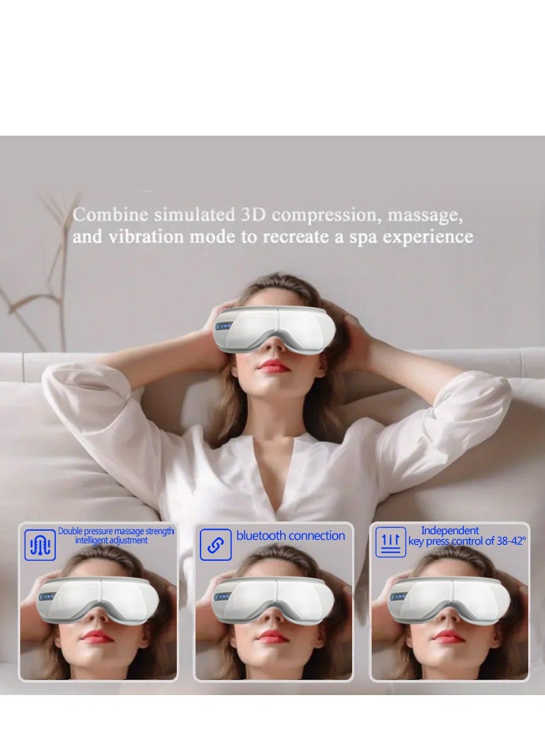 Eye Massager, Rechargeable Eye Mask with Compression u0026 Music, Electric Sleep Mask for Relieve Puffy, Dark Circles, Eye Strain, Eye Bags u0026 Dry Eyes Improve Sleeping, Suitable for Women Men - Image 3