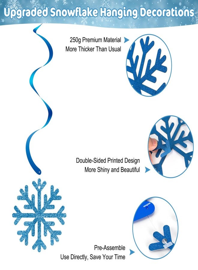 PERFQU 20 Pack Frozen Snowflake Hanging Decorations - Winter Snowflakes Hanging Swirls Ceiling Streamers, Glittery Snowflakes Ornament for Wonderland Frozen Party Decorations, Birthday and Christmas Decor - Image 5