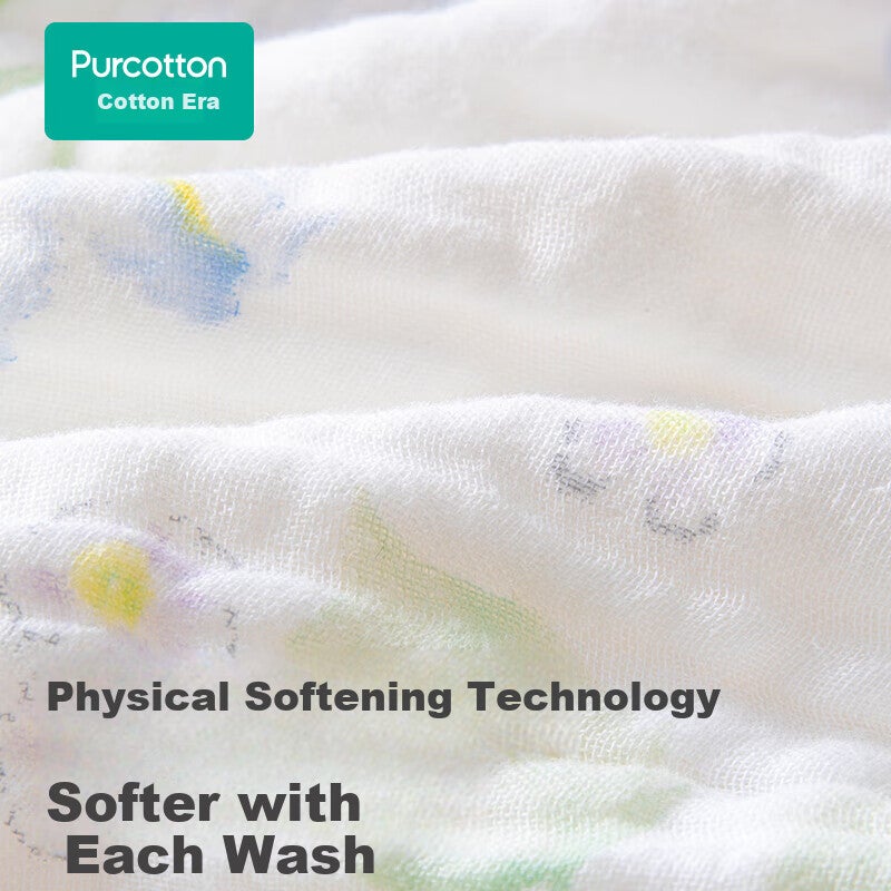 JD Jing Zao PurCotton Towel, Five-Layer Washed Gauze, Household Pure Cotton, Extra Large, Absorbent, Soft, Quick-Drying, Light Wind Cotton, Blue, 3476cm - Image 3
