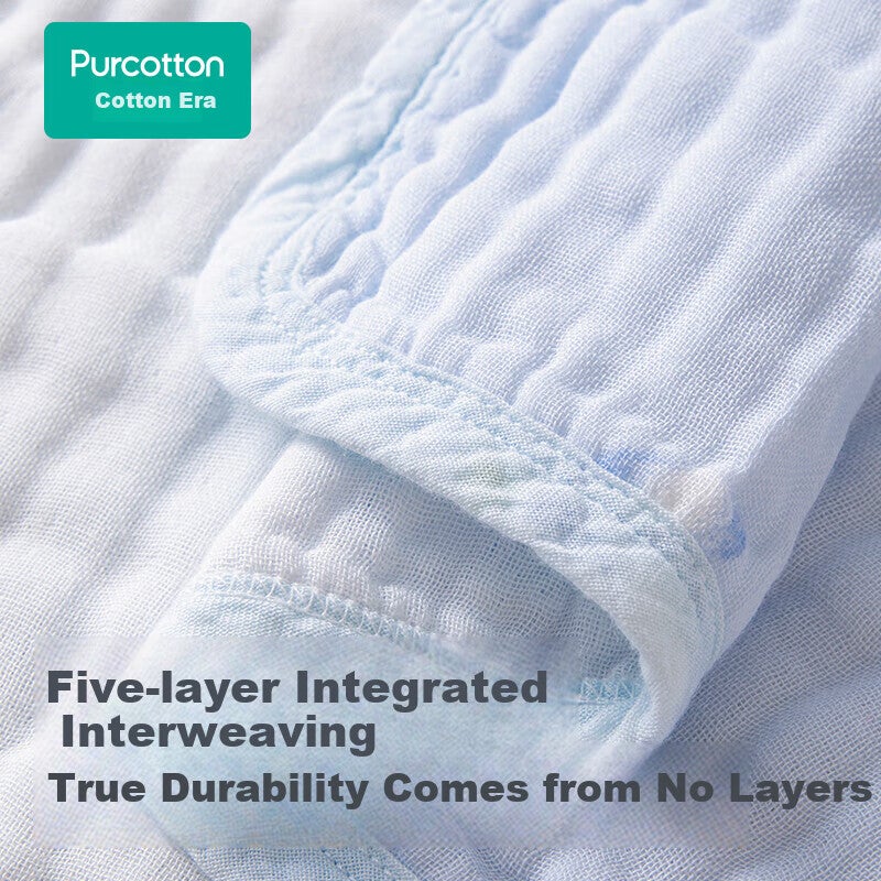 JD Jing Zao PurCotton Towel, Five-Layer Washed Gauze, Household Pure Cotton, Extra Large, Absorbent, Soft, Quick-Drying, Light Wind Cotton, Blue, 3476cm - Image 4