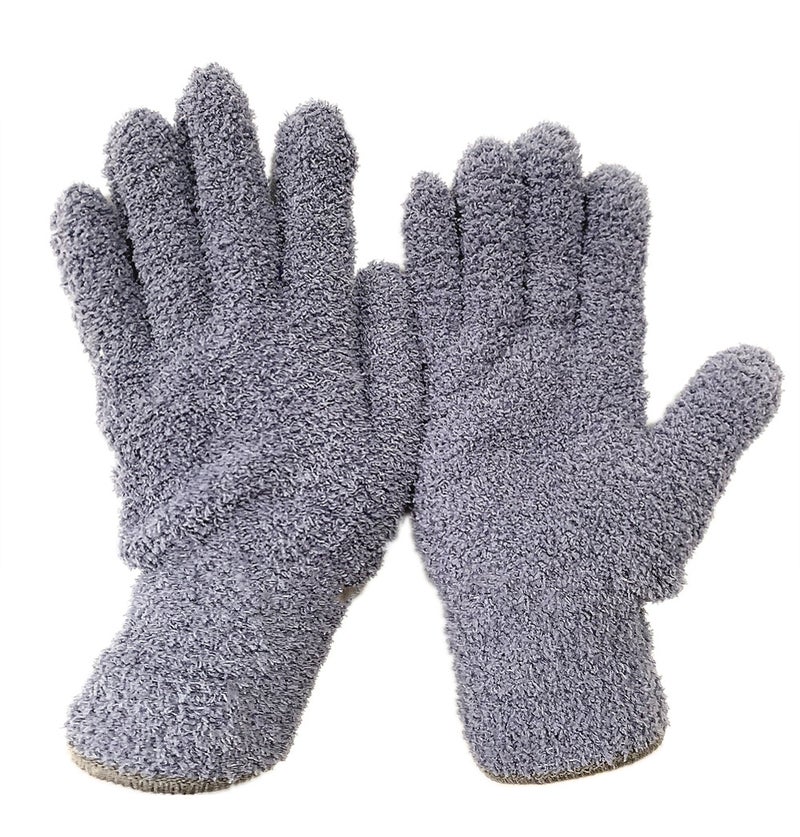 Hot-Sale Dust-Removing Gloves, Coral Fleece, Multicolor gray one 