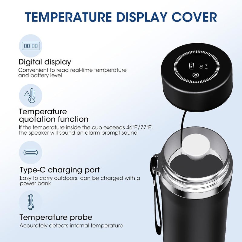 MQUPIN 60H Insulin Cooler Case, USB Powered Cooler Bag with Digital Display & Temp Alarm, TSA Approved, Holds 3-7 Pens with Ice Packs, Portable Travel Medication Cooler(Black) - Image 2