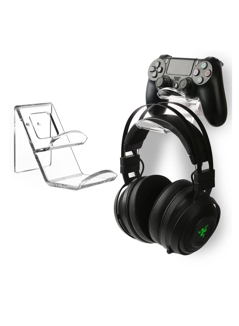 Acrylic Controller Stand and Headset Holder, Wall Mount, Universal Gaming Accessory for PS4, PS5, Xbox One, Switch - Image 1