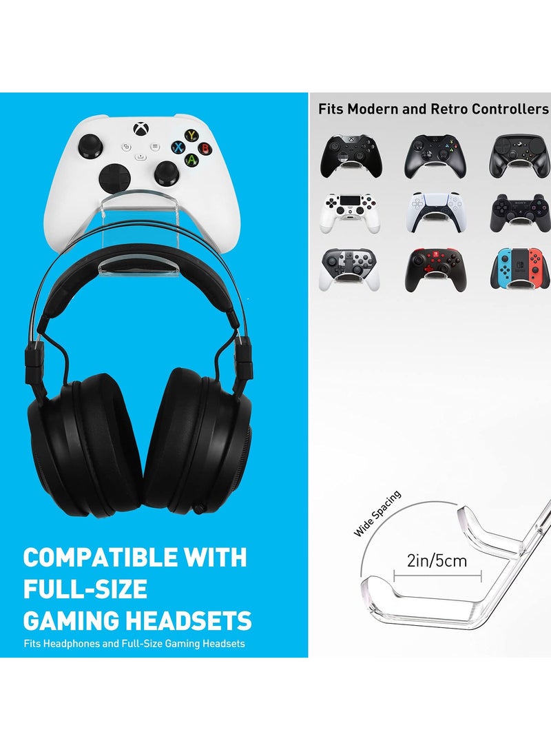 Acrylic Controller Stand and Headset Holder, Wall Mount, Universal Gaming Accessory for PS4, PS5, Xbox One, Switch - Image 4