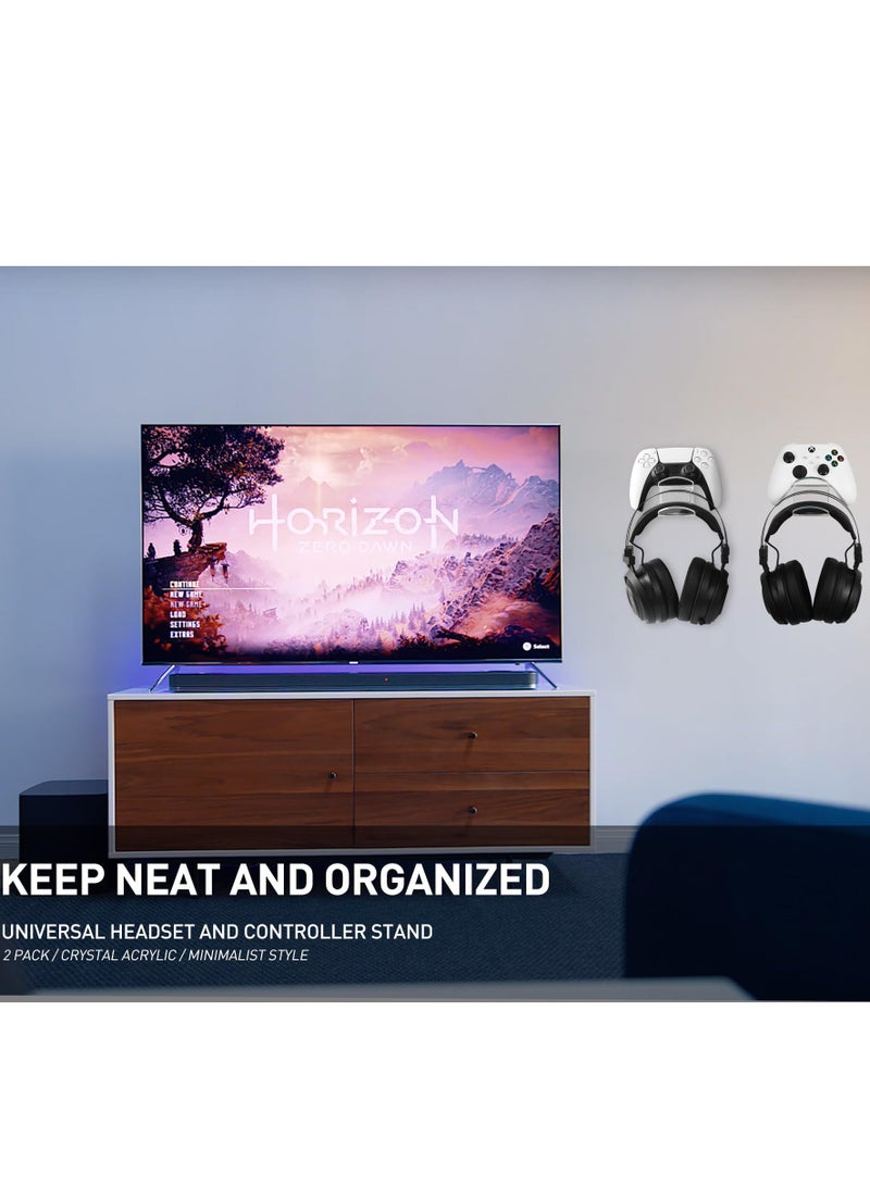Acrylic Controller Stand and Headset Holder, Wall Mount, Universal Gaming Accessory for PS4, PS5, Xbox One, Switch - Image 2