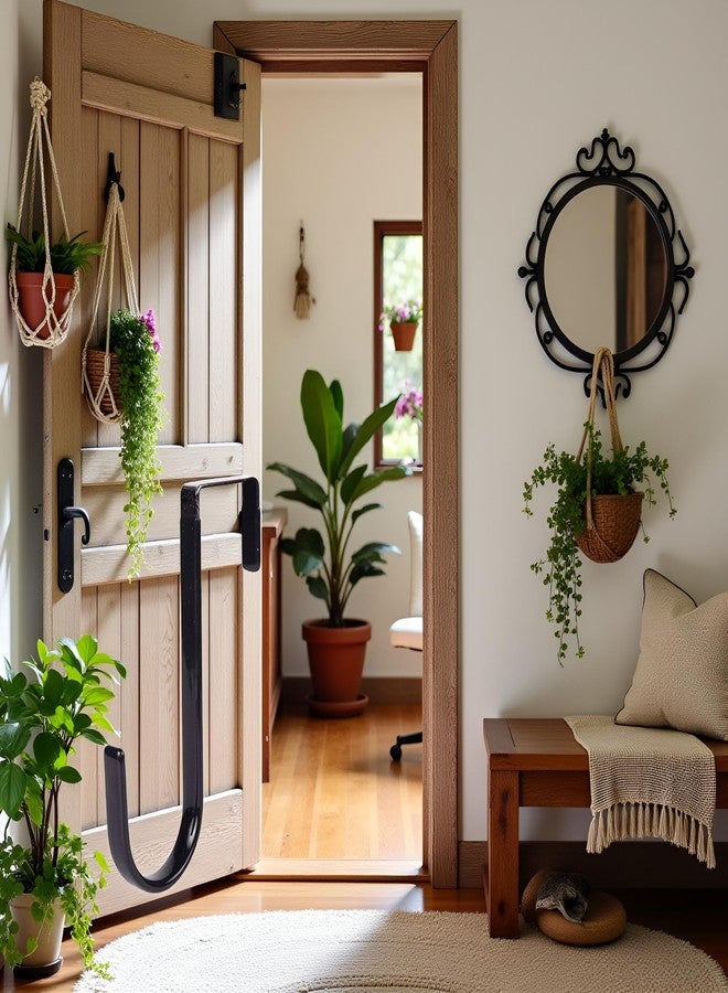 Juroicessry 1 Pc Black Wreath Hanger - Strong Bearing Fall Wreath Christmas Halloween Decorations Carbon Steel Wreath Door Hook 5" Height Wreath Hangers - Image 3