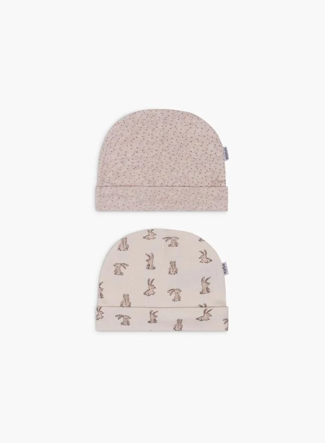 Luna & Lily Pack of 2 - Baby Cotton Beanies 0-6 Months