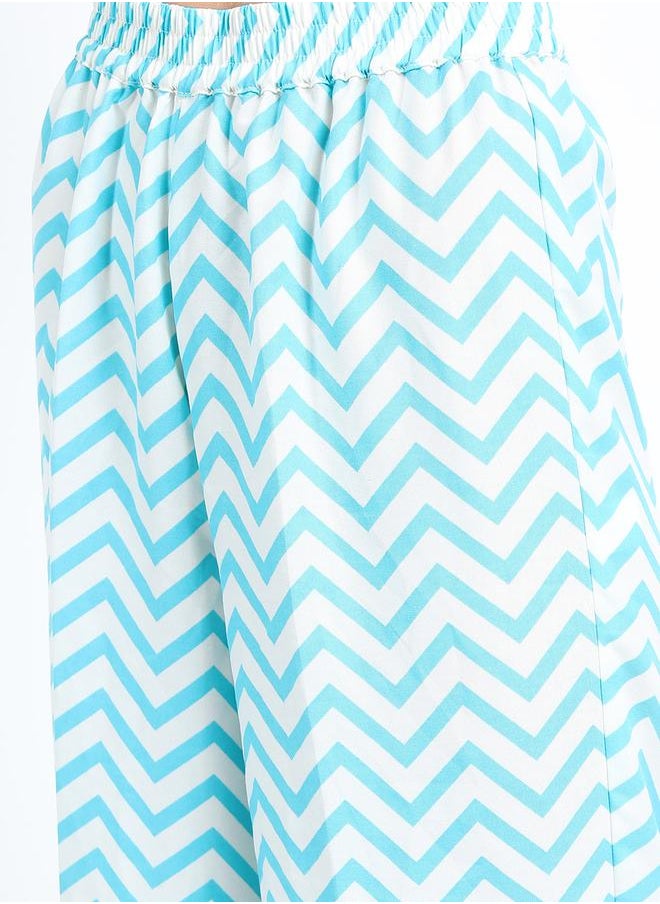 Vishudh Women's Turquoise Blue Printed Kurta Set with Palazzo and Dupatta by Styli  - Image 3