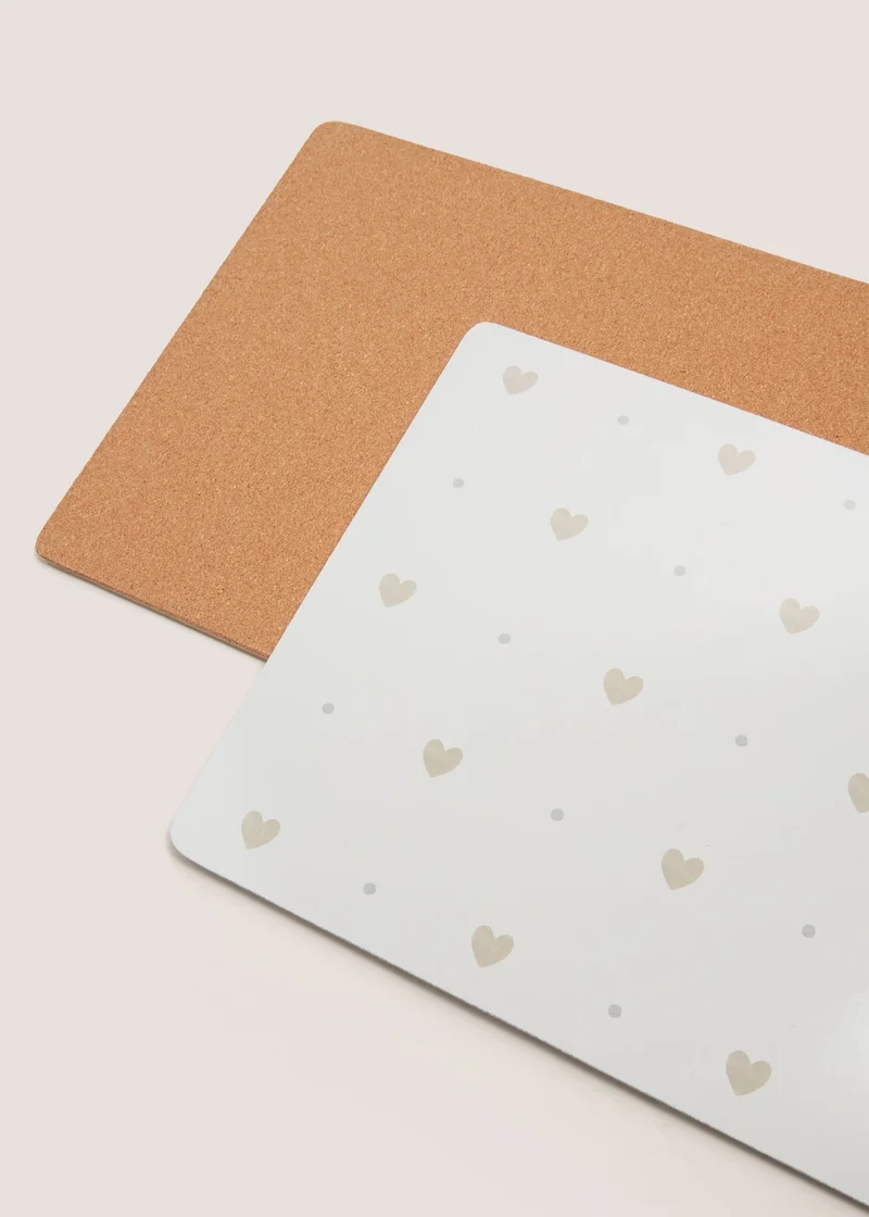 Matalan 4 Pack White Heart Cork Placemats