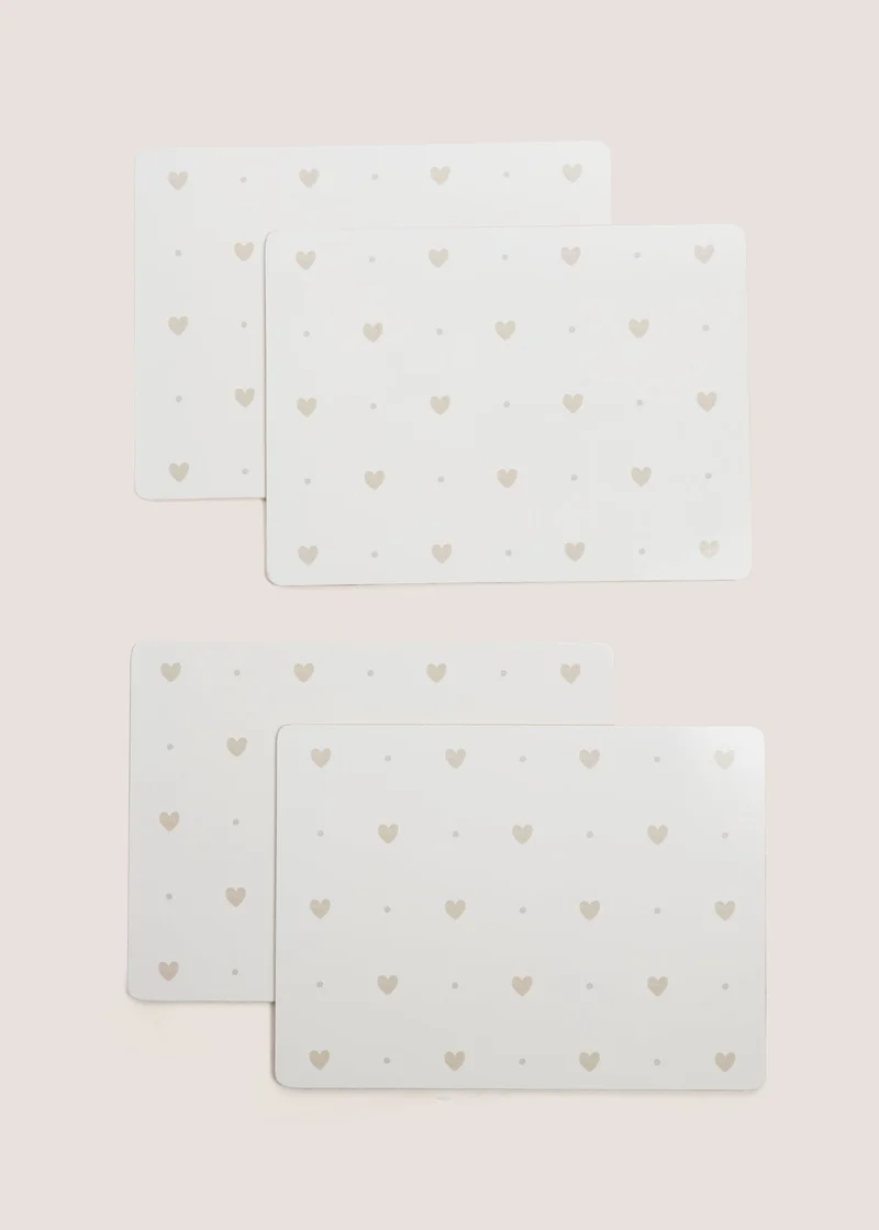 Matalan 4 Pack White Heart Cork Placemats