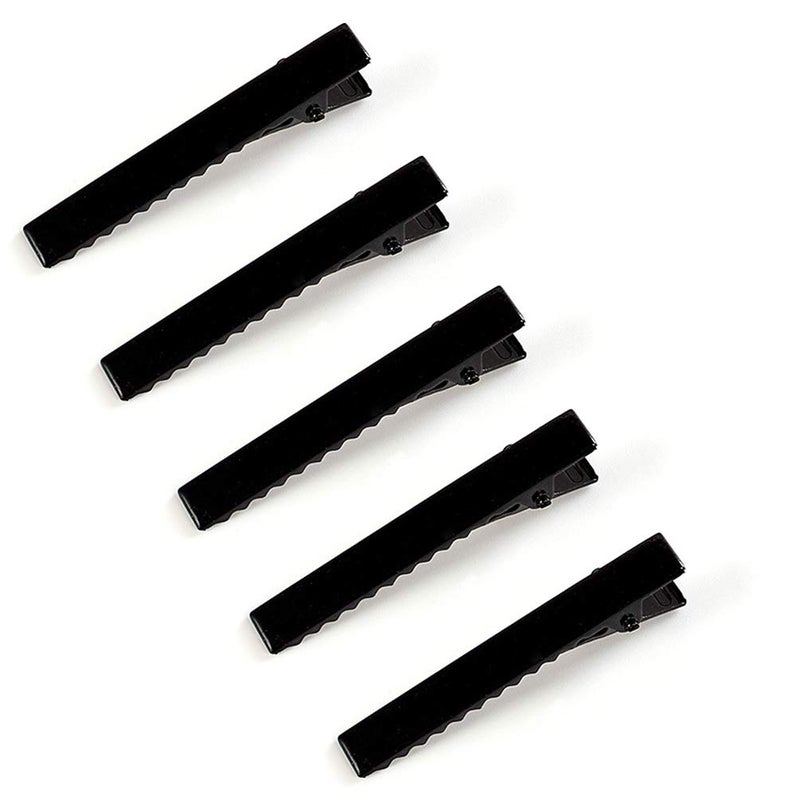 Teensery 50 Pcs Black Alligator Hair Clip Single Prong Flat Top Metal Duck Bill Clip Hair Hairbow Accessories for DIY Craft 65cm