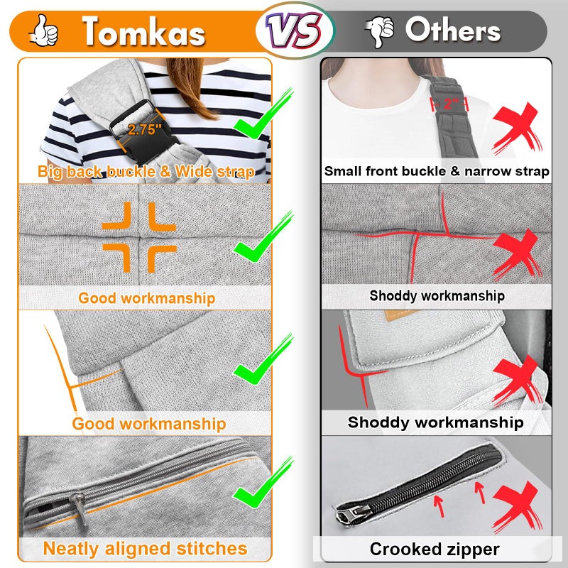 Tomkas Small Dog Sling Carrier - Zipper Pocket & Adjustable Strap & Zip Pocket - for 3-10 lbs Pets(Grey) - Image 4