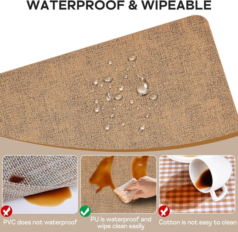 APLKER Placemats and Coaster Sets 6 Table Mats PVC Dual-Sided Washable and Non-Slip Dinner Table Mats Set of 6 for Kitchen Table Mat Indoor Outdoor (Light Brown, 15.8" x 11.8") - Image 4