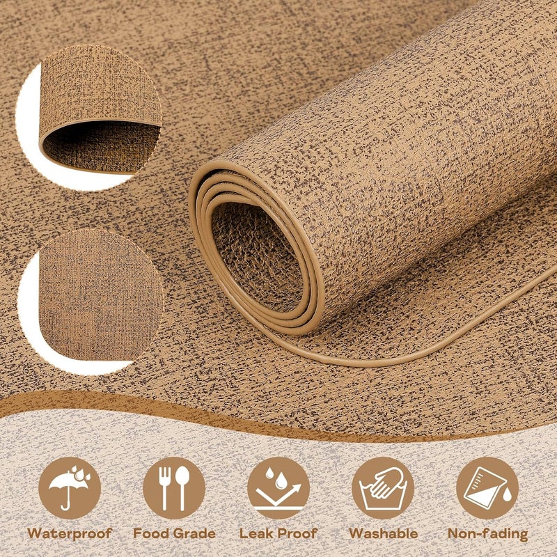APLKER Placemats and Coaster Sets 6 Table Mats PVC Dual-Sided Washable and Non-Slip Dinner Table Mats Set of 6 for Kitchen Table Mat Indoor Outdoor (Light Brown, 15.8" x 11.8") - Image 3