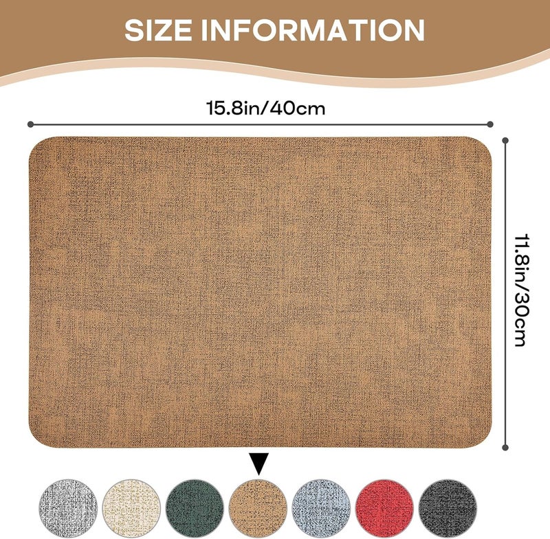 APLKER Placemats and Coaster Sets 6 Table Mats PVC Dual-Sided Washable and Non-Slip Dinner Table Mats Set of 6 for Kitchen Table Mat Indoor Outdoor (Light Brown, 15.8" x 11.8") - Image 2