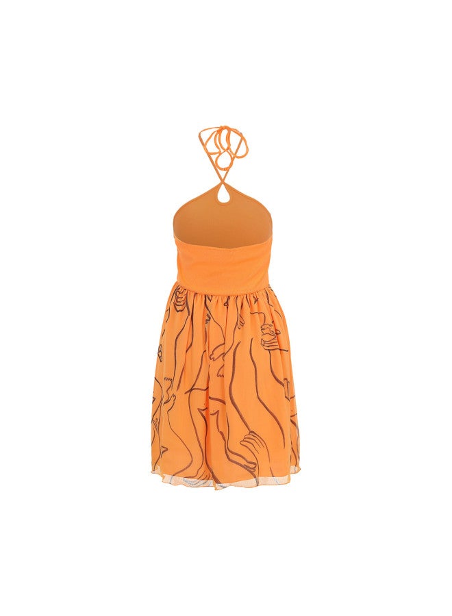 Zara Women's Loose Comfortable Patchwork Trendy Fashion Backless Halter Neck Dress - Image 3