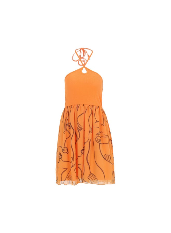 Zara Women's Loose Comfortable Patchwork Trendy Fashion Backless Halter Neck Dress - Image 2