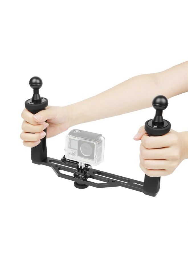 Shoot Aluminium Alloy Handheld Stabilizer Tray Handle Grip for Hero 11/10/9/8/7 6/5/4/3+/3 and 6 inch Dome Port and All LED Video Light Camera Camcorder with 1/4 inch Screw Hole - Image 1