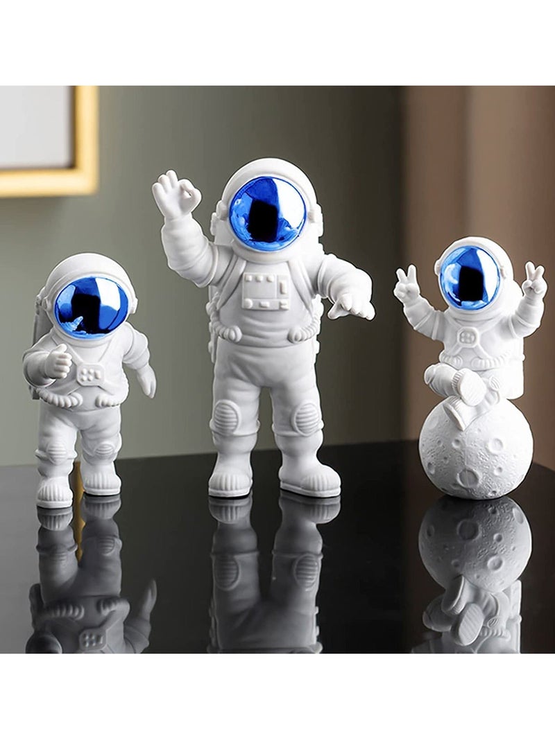 Astronaut Ornaments, 3Pcs Astronaut Figure Statue Spaceman Statues Model, for Cake Decorating Photography Props Space Theme Party Gifts  Blue - Image 1