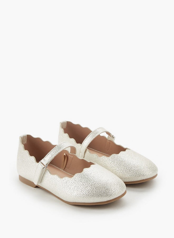 JUNIORS Girls Scalloped Ballerina Shoes - Image 3