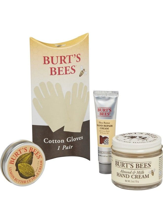 Burt's Bees Gifts 3 Hand Care Products Hand Repair Set Almond And Milk Cream Lemon Butter Cuticle Cream & Shea Butter Cream With Gloves - Image 4