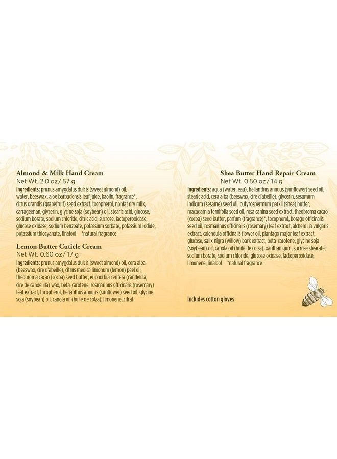 Burt's Bees Gifts 3 Hand Care Products Hand Repair Set Almond And Milk Cream Lemon Butter Cuticle Cream & Shea Butter Cream With Gloves - Image 3