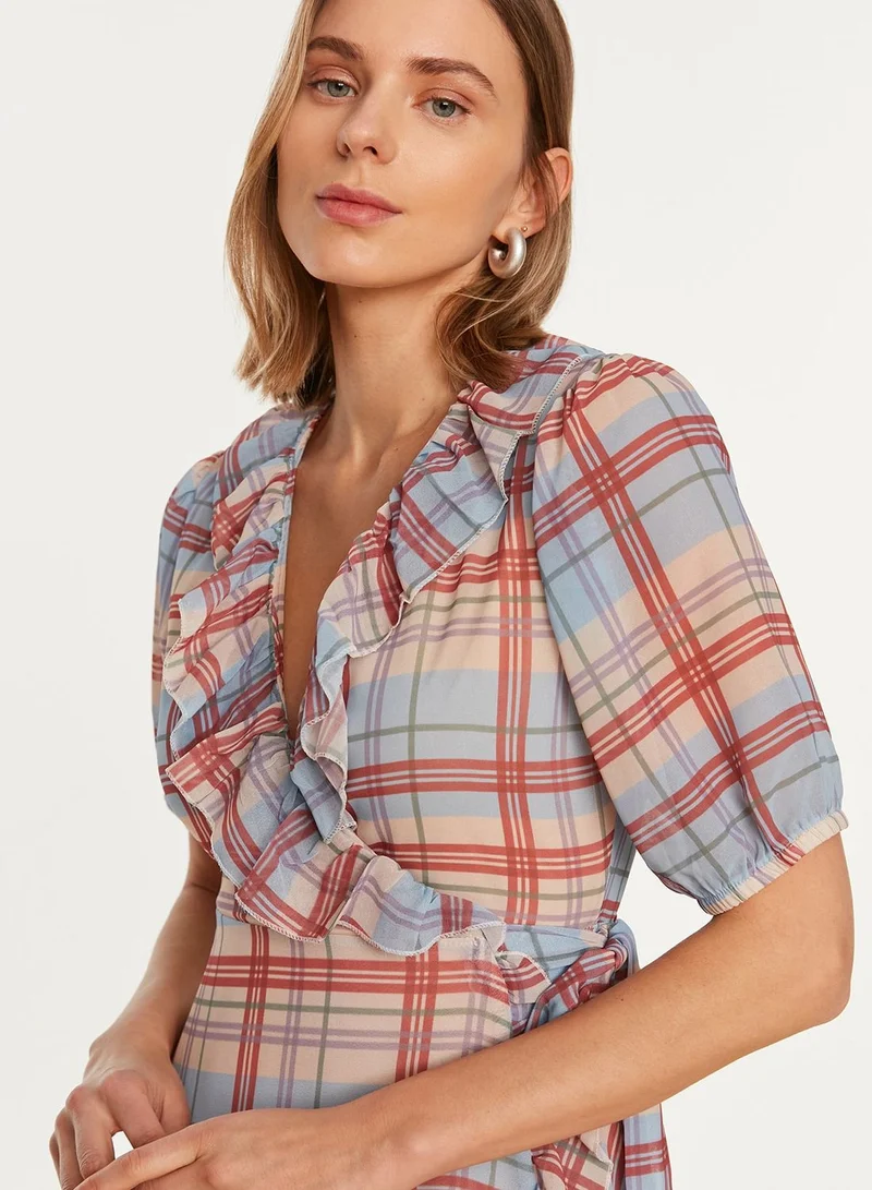 trendyol Printed Ruffle Detail Dress