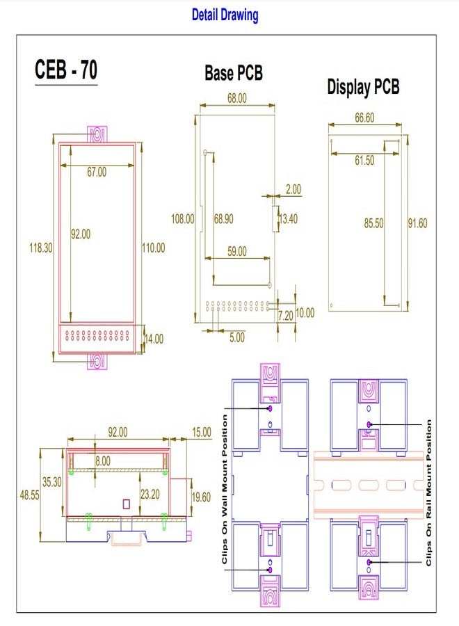 GAURANG علبة تحكم Din Rail من Gaurang، مقاس 110 × 70 × 48.55 مم، لأنظمة التشغيل الآلي للمنازل الإلكترونية، وصناديق مفاتيح PLC، والصناديق الصناعية، والصناديق الكهربائية، وعلبة ABS، وعلبة تحكم Din Rail (CEB-70-02). - Image 3