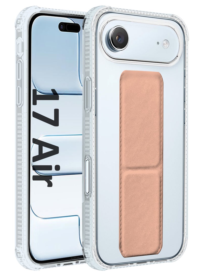 CATANES Finger Grip Clear Case Cover for iPhone 17 Air- Kickstand Car Magnetic Holder Multi-function Protective Two-in-one Case - Pink - Image 1