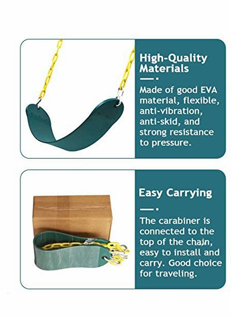 KASTWAVE مقاعد تأرجح ذات تحمل ثقيل، ملحقات مجموعة تأرجح ساحة اللعب الخارجية مع سلسلة تأرجح مغلفة بالبلاستيك بطول 66 بوصة وموصلات كارابينر، مجموعة مقاعد تأرجح سهلة التركيب (أخضر) - Image 3