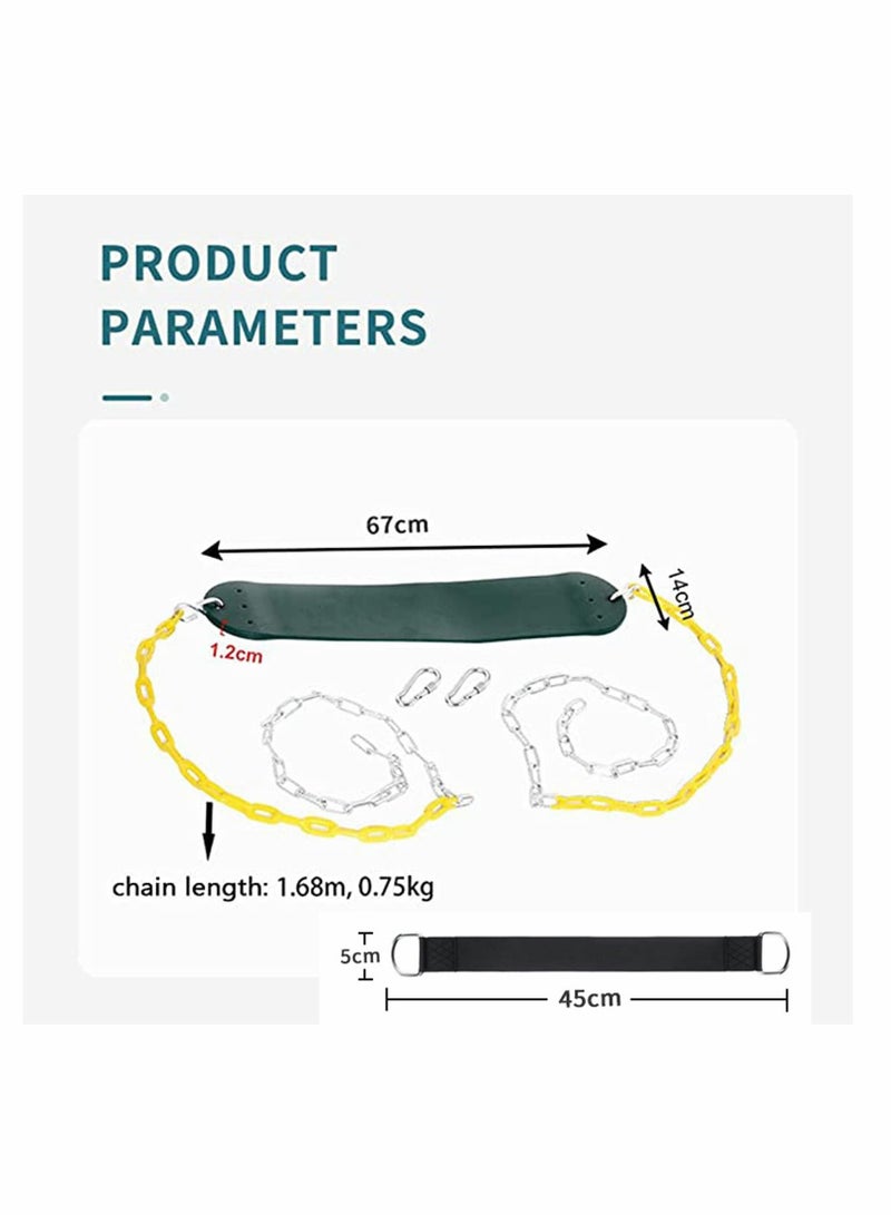 KASTWAVE مقاعد تأرجح ذات تحمل ثقيل، ملحقات مجموعة تأرجح ساحة اللعب الخارجية مع سلسلة تأرجح مغلفة بالبلاستيك بطول 66 بوصة وموصلات كارابينر، مجموعة مقاعد تأرجح سهلة التركيب (أخضر) - Image 5