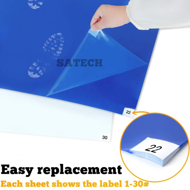 SATECH Sticky/Tacky/Adhesive Mat 24" x 36" Blue (Case of 4 Mats,30 Sheets Each) for Cleanroom Laboratory Hospital Construction Pets - Image 4