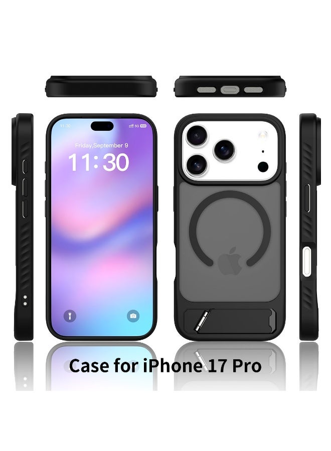 جراب مغناطيسي متوافق مع آيفون 17 برو، 【حامل مدمج غير مرئي】【متوافق مع Mag-Safe】 جراب هاتف نحيف شفاف غير لامع، مناسب تمامًا، حماية من السقوط بمعايير عسكرية، مقاوم للصدمات وبصمات الأصابع، مقاس 6.3 بوصة، 2025 - Image 5