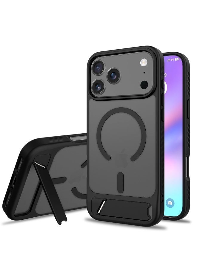 جراب مغناطيسي متوافق مع آيفون 17 برو، 【حامل مدمج غير مرئي】【متوافق مع Mag-Safe】 جراب هاتف نحيف شفاف غير لامع، مناسب تمامًا، حماية من السقوط بمعايير عسكرية، مقاوم للصدمات وبصمات الأصابع، مقاس 6.3 بوصة، 2025 - Image 1